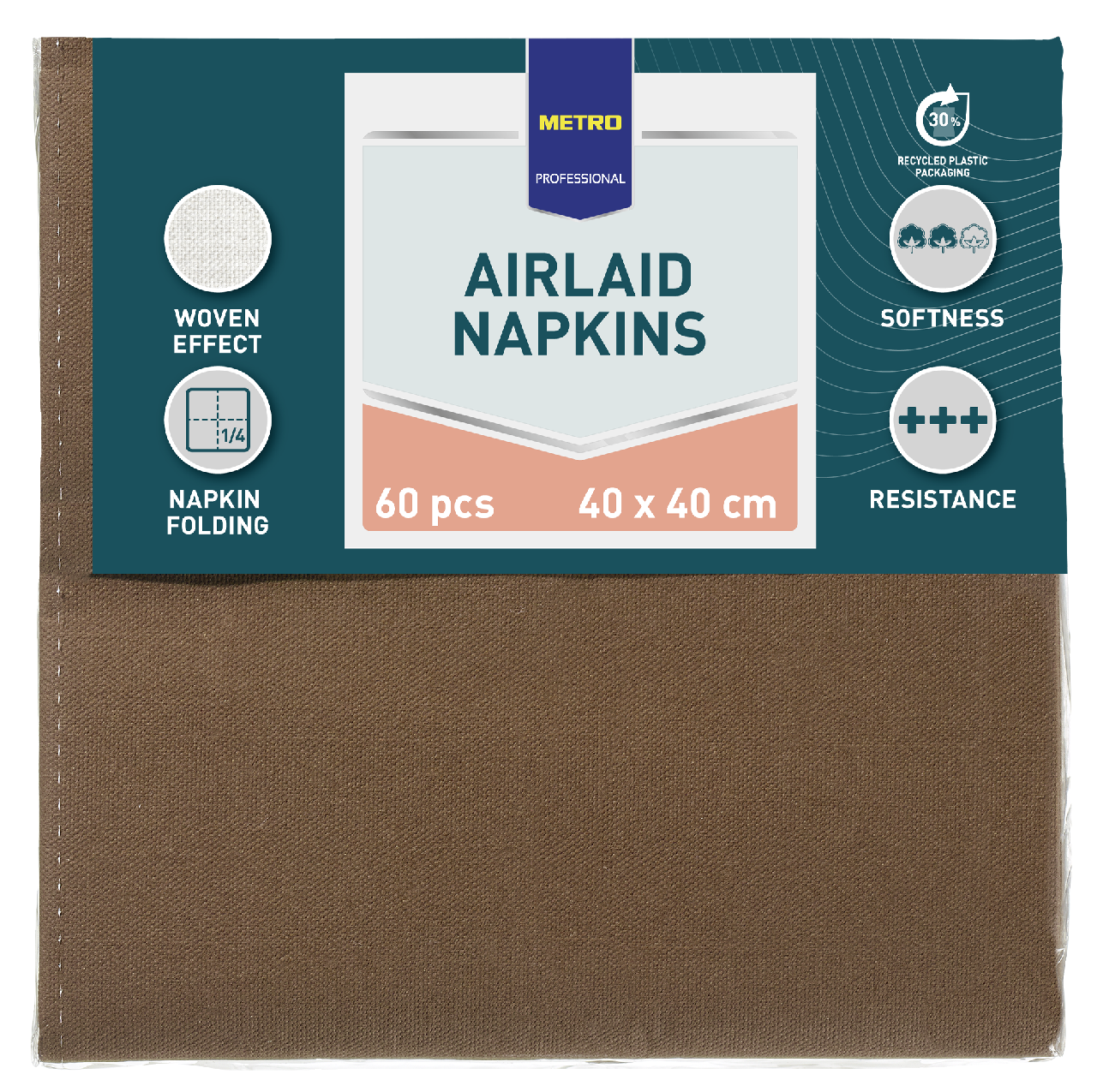 METRO PROFESSIONAL Airlaid Ubrousky 40 x 40 cm hnědé 60 ks