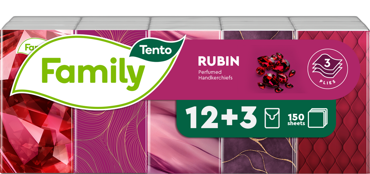 Tento Kapesníky Rubin 3vrstvé 15 x (15 x 10 ks)