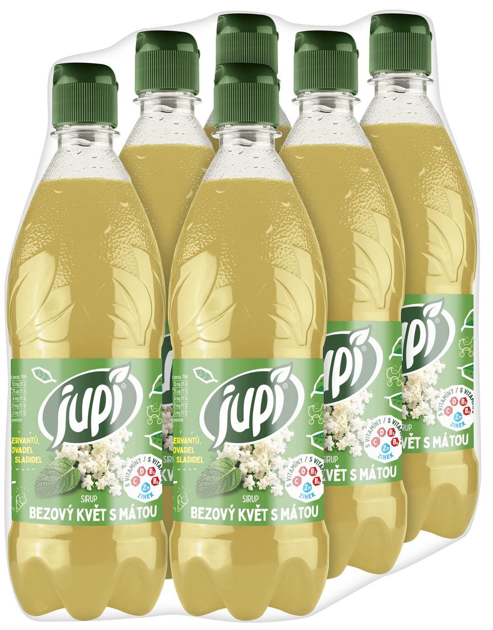 jupí Sirup bezinkový květ a máta 6 x 700 ml