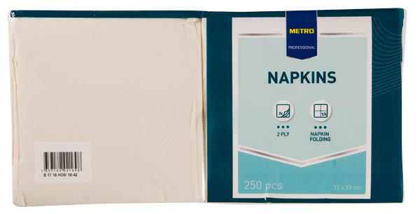 METRO PROFESSIONAL Ubrousky 2vrstvé 33 x 33 cm krémové 250 ks