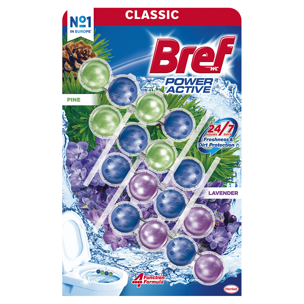 Bref Power Activ Pine Lavender/ borovice levandule WC blok 4 x 50 g