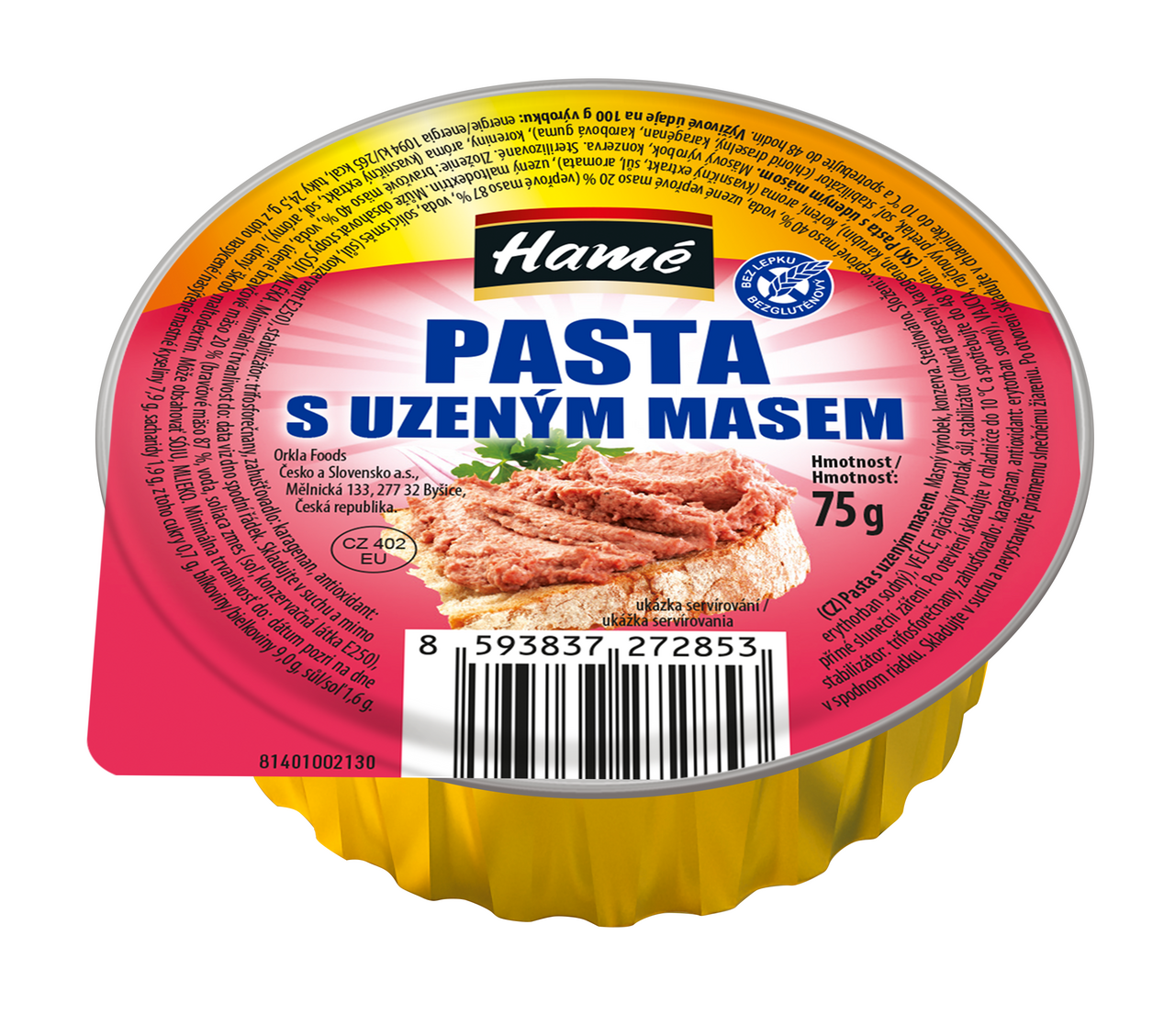 Hamé Pasta s uzeným masem 75 g