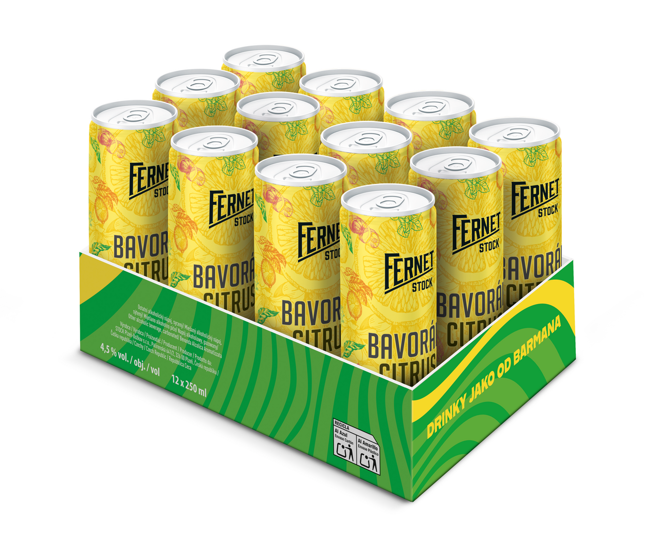 FERNET Bavorák citron 4,5 % 12 x 250 ml