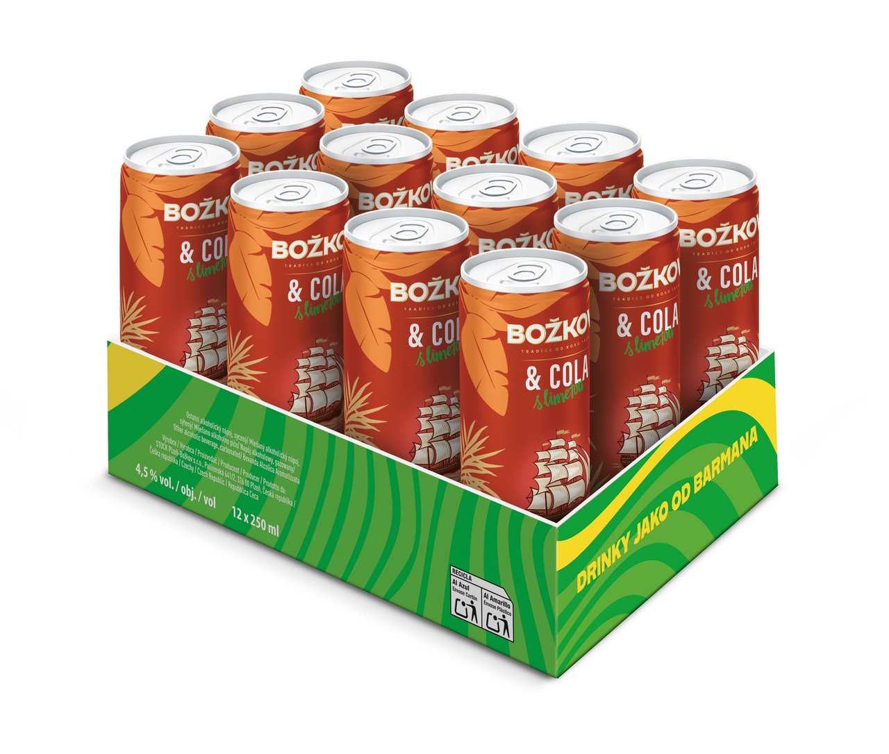 Božkov Originál & cola s limetou 4,5 % 12 x 250 ml 