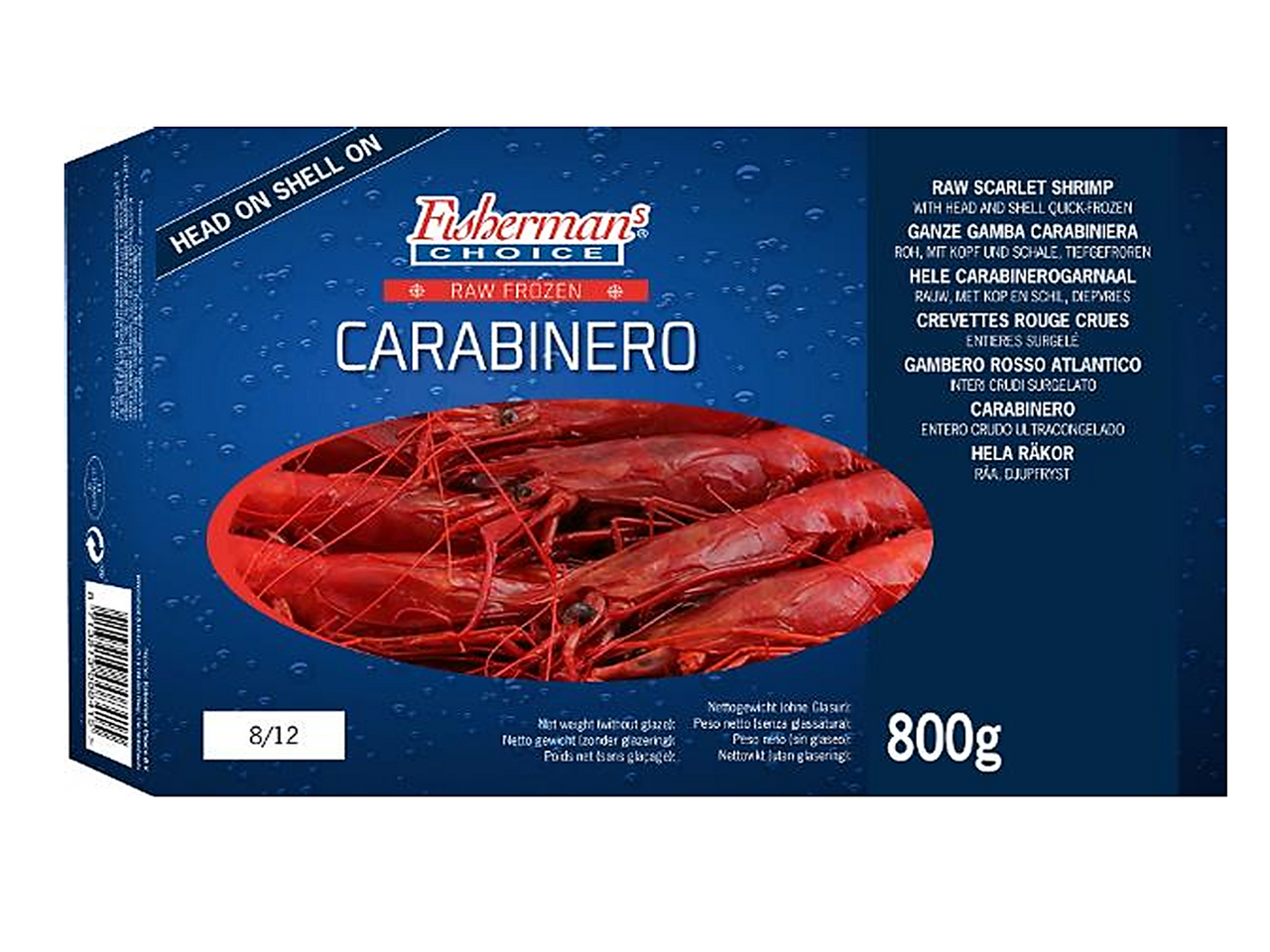 Krevety Carabinero 8/12 mraž. 800 g