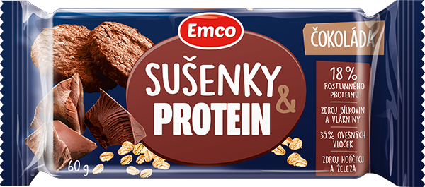 Emco Ovesné sušenky protein s čokoládou 24 x 60 g