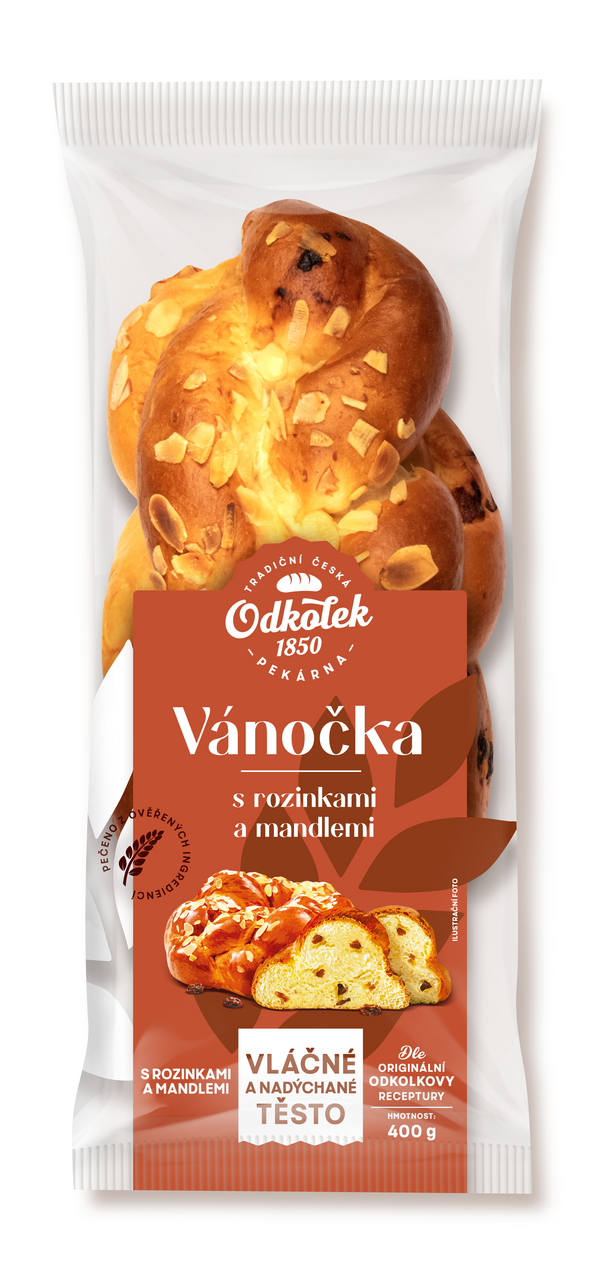Vánočka rozinky mandle balená 400 g