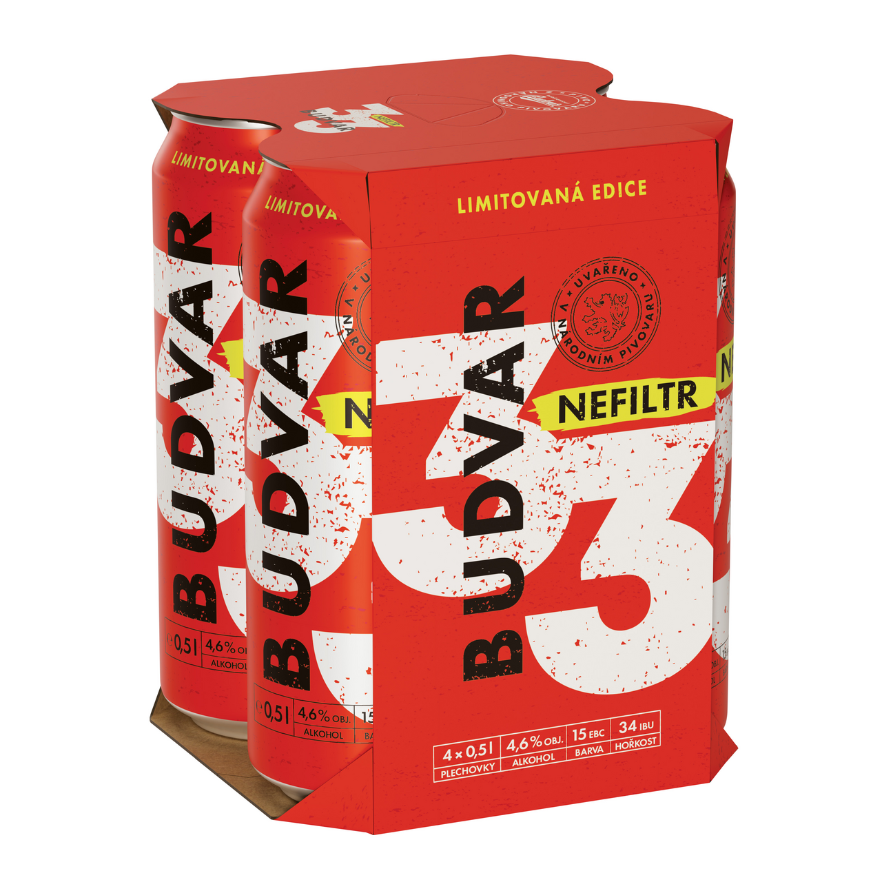 BUDVAR 0,5L PL 33 MP NEFILTR 4x