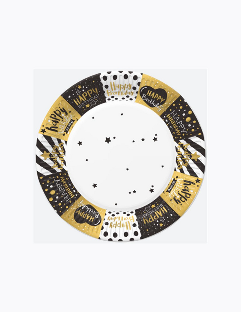 Talíře Happy Birthday 22,7 cm zlaté 8 ks