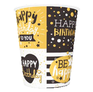 Kelímka Happy Birthday 250 ml zlaté 8 ks