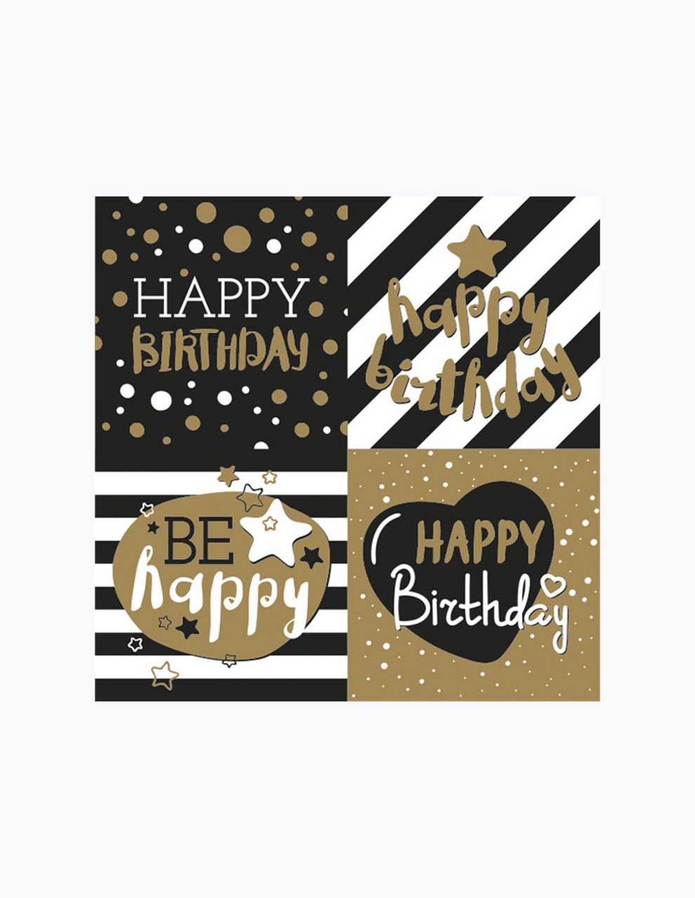 Ubrousky Happy Birthday 33 x 33 cm zlaté 20 ks