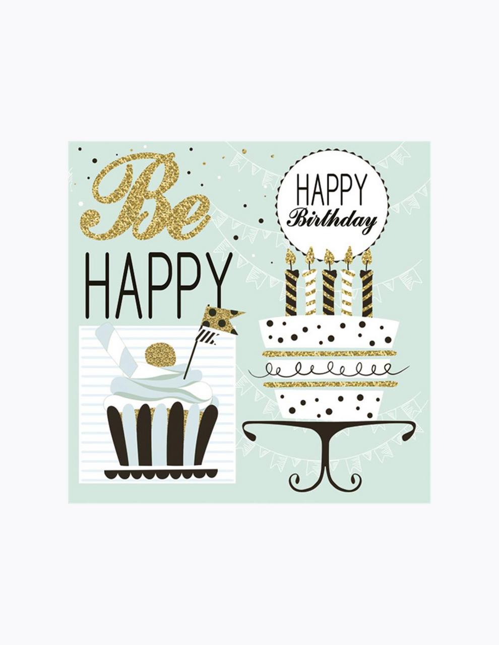 Ubrousky Happy Birthday 33 x 33 cm zelený 20 ks