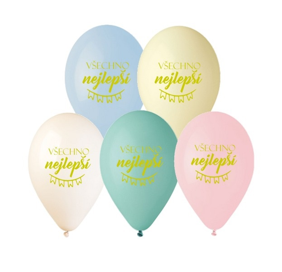 Balónky Všechno nejlepší 30 cm 5 ks