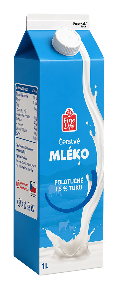 Fine Life Mléko čerstvé 1,5 % chlaz. 1 l