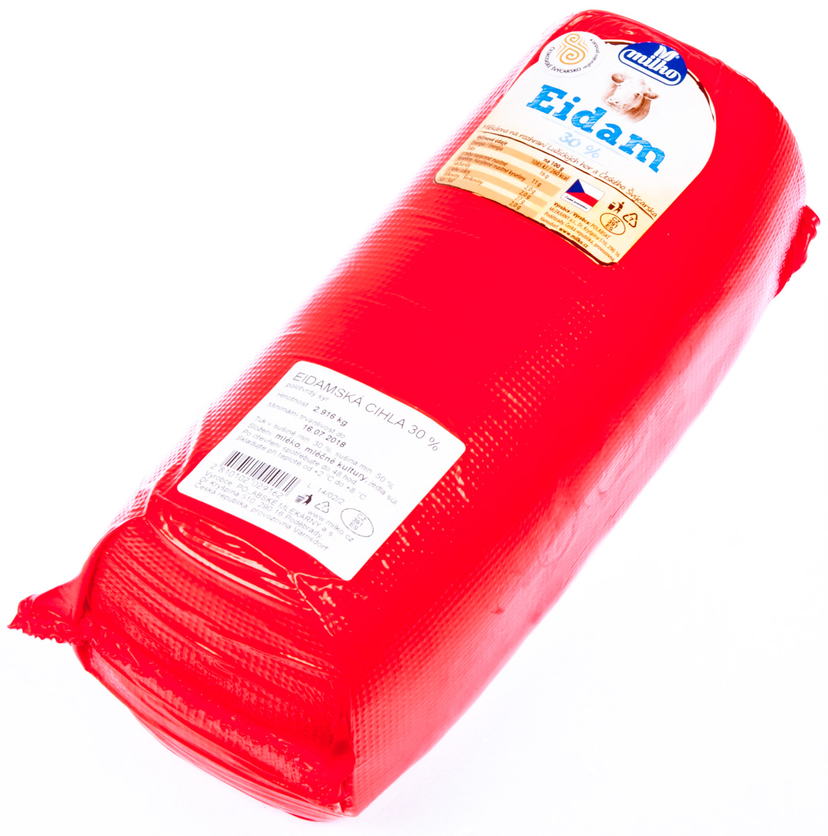 milko Polabské mlékárny Eidam 30% chlaz. váž. cca 2,9 kg