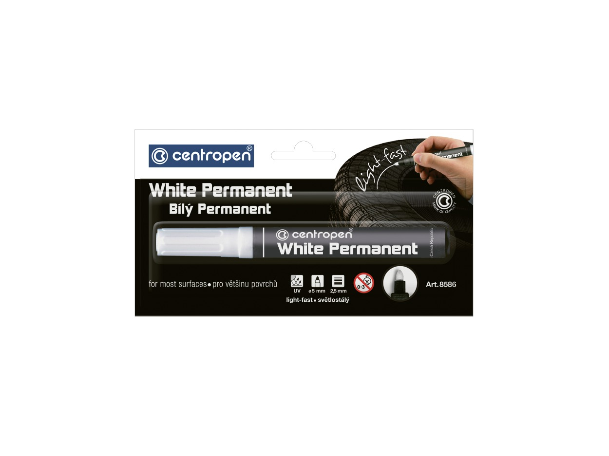 centropen Popisovač 8586 permanentní bílý 1 ks