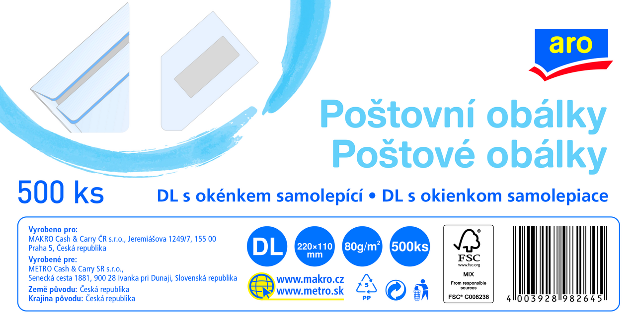 aro Obálka DL s okénkem samolepicí 500 ks