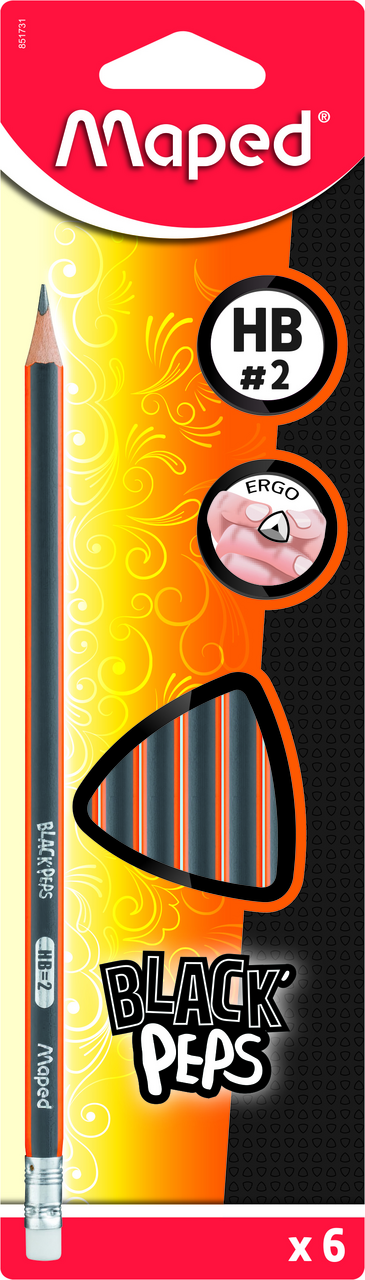 Maped HB Tužka s pryží sada 6 ks