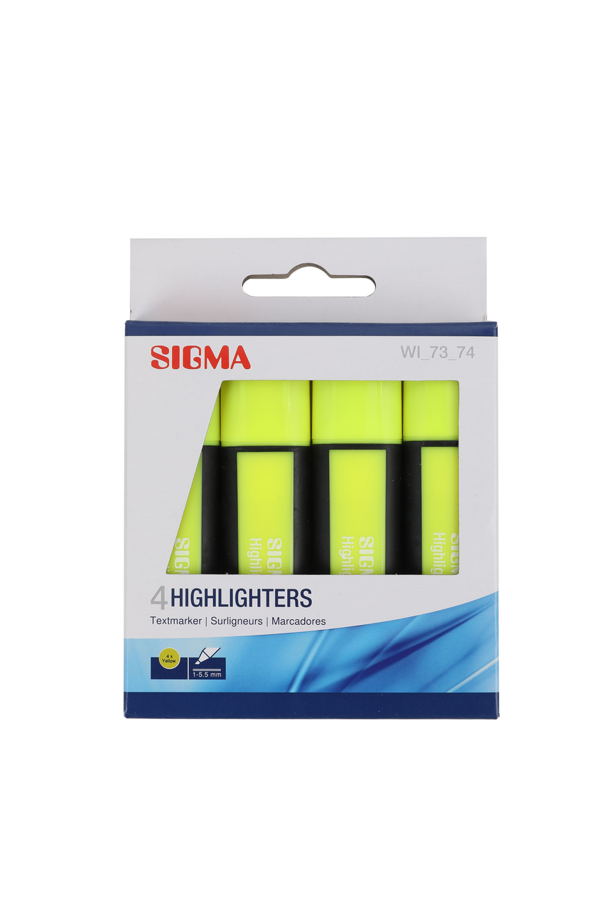 SIGMA Zvýražňovač žlutý 4 ks