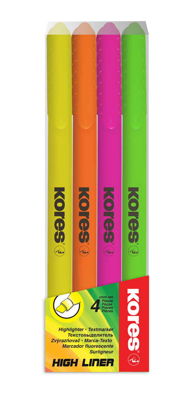 Kores Zvýrazňovač K-M mix 4 ks