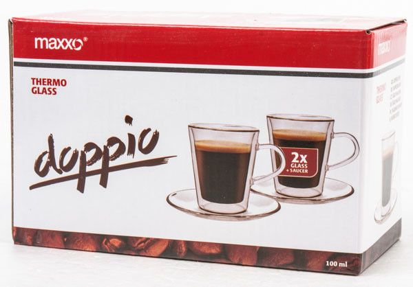 MAXXO Šálek dvoustěnný s podšálkem Doppio 100 ml 2 ks
