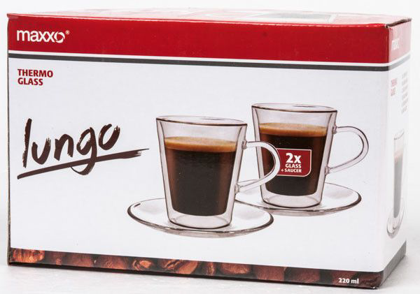 MAXXO Šálek dvoustěnný s podšálkem Lungo 220 ml 2 ks