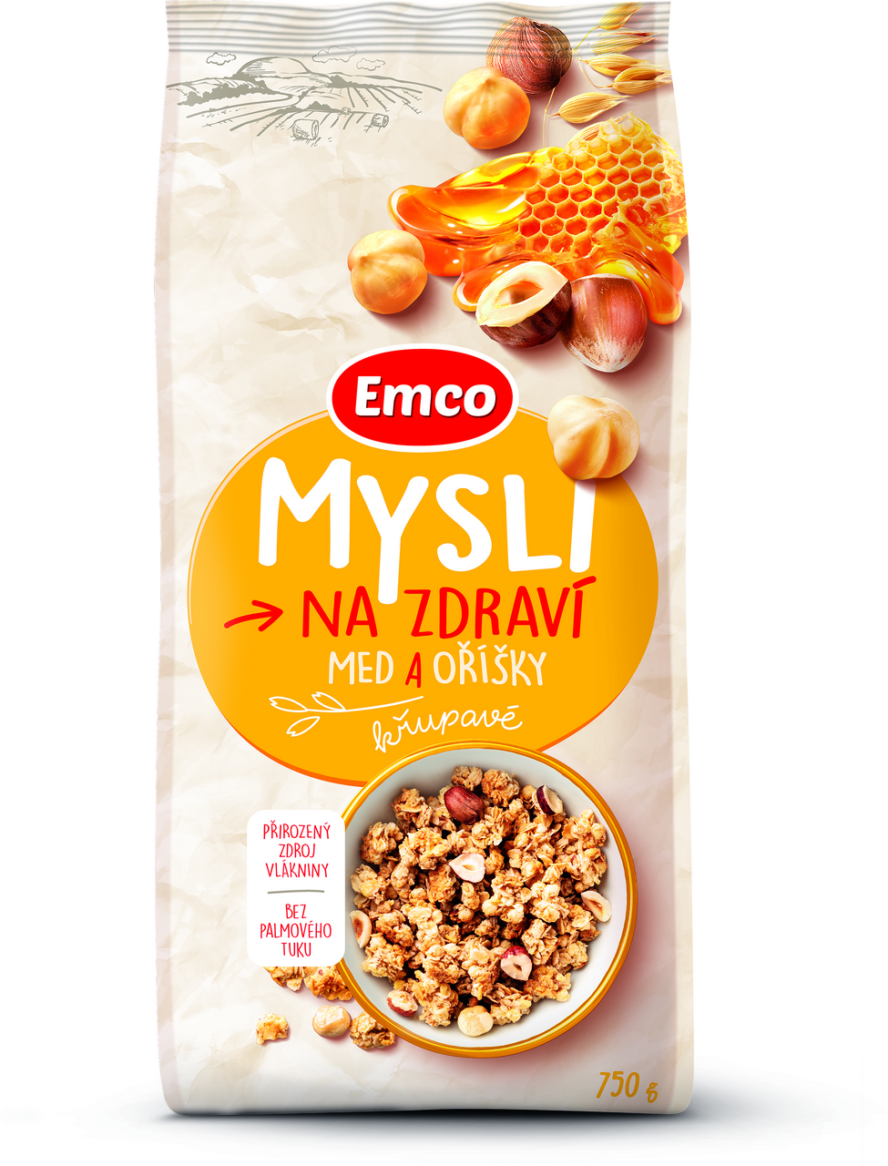 Emco Mysli medové s ořechy 750 g