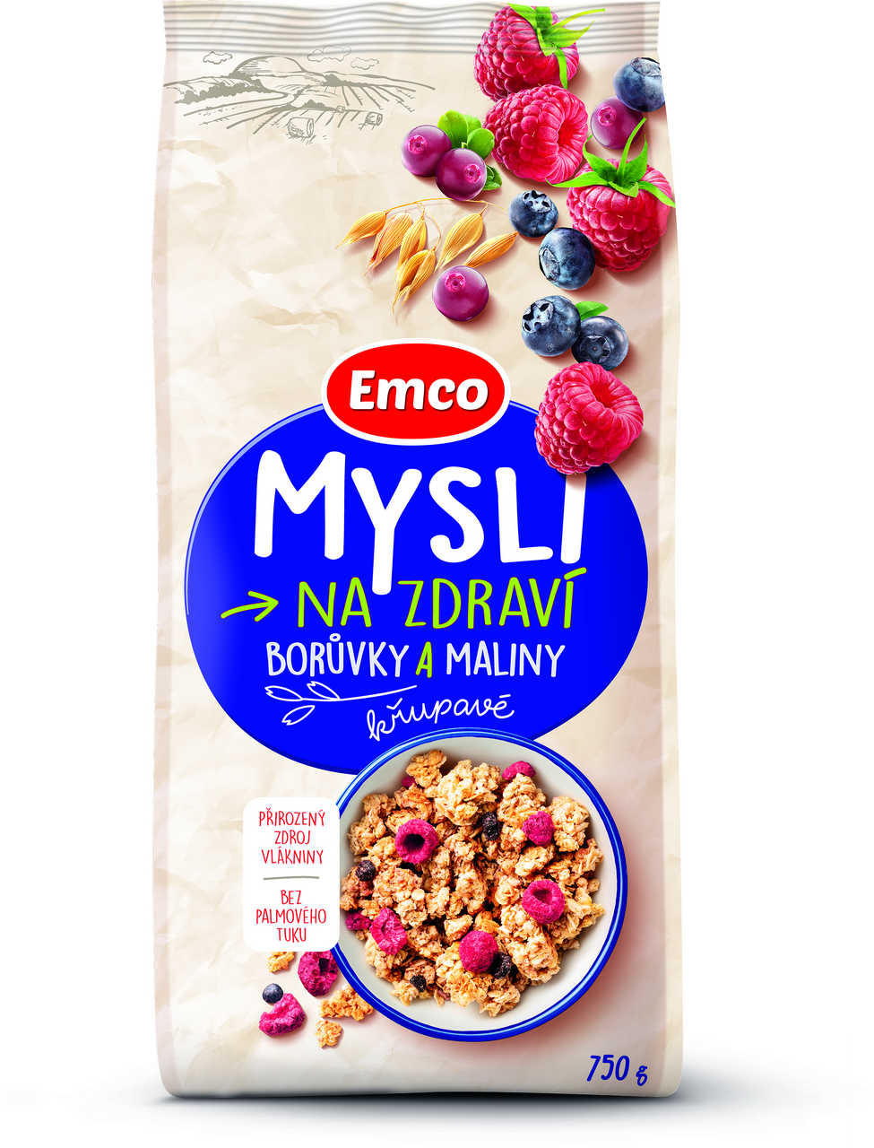 Emco Mysli borůvky/maliny 750 g 