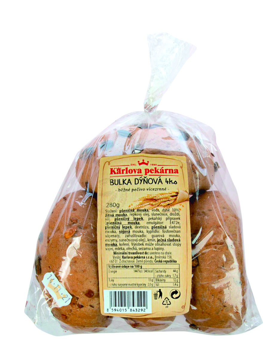 KARLOVA PEKÁRNA Bulka dýňová 4 x 70 g