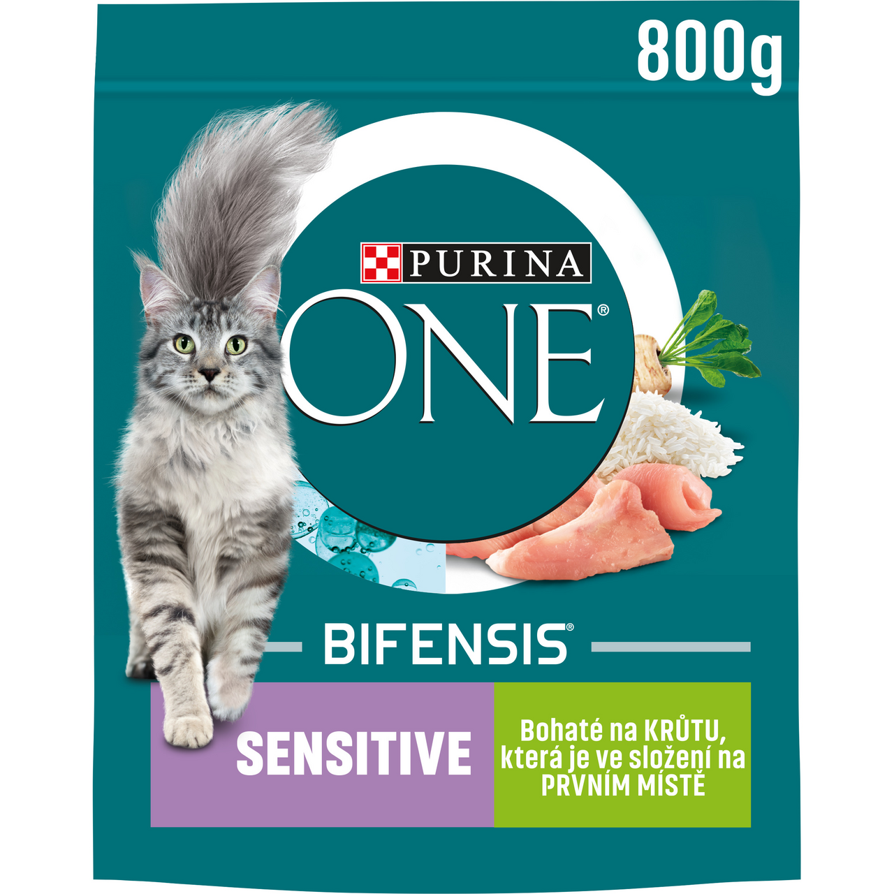 Purina ONE Bifensis Sensitive granule pro kočky krůta 800 g
