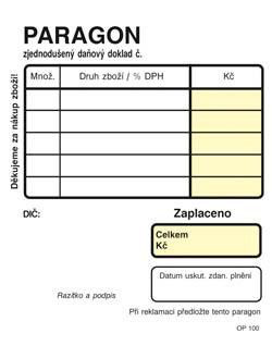 OPTYS Obchodní paragon NCR 7/9/5 100listů 5 ks
