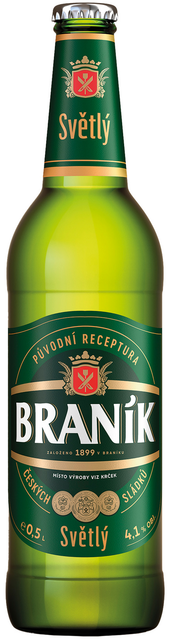 BRANÍK Výčepní světlé pivo 20 x 500 ml vratné sklo