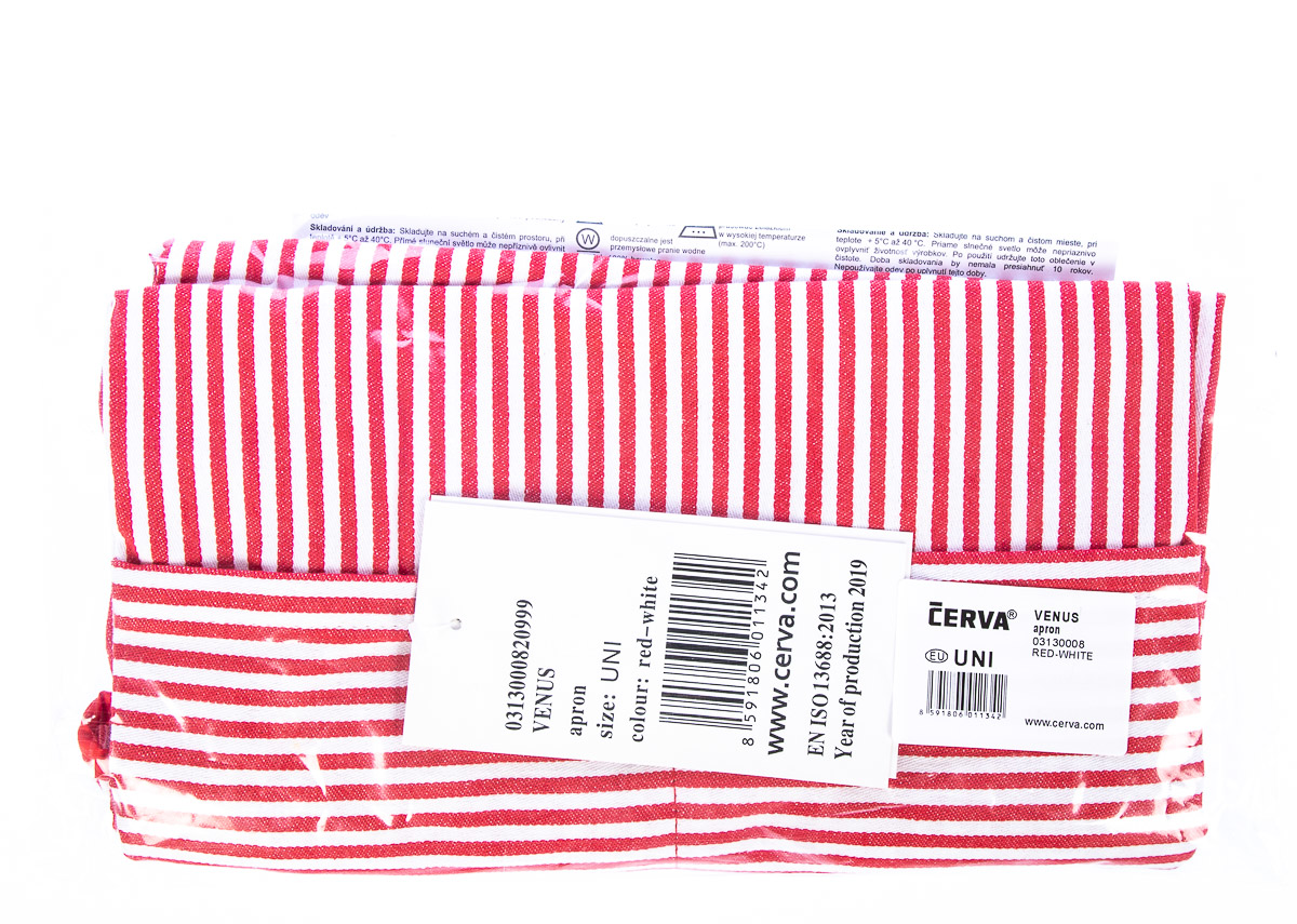 Zástěra s laclem vzor: pruh červená 1 ks