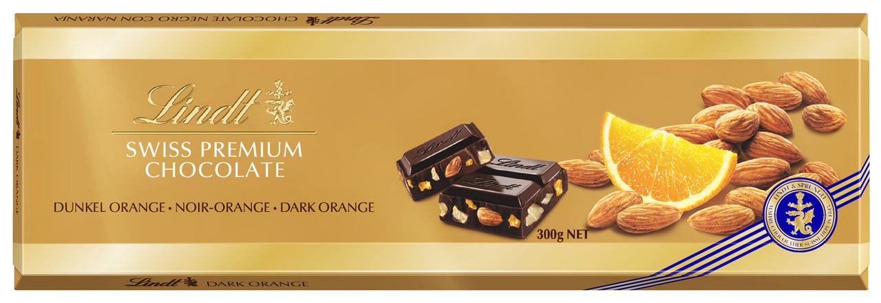 Lindt Čokoláda hořká mandle pomeranč 300 g