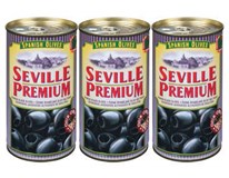Seville Premium Olivy černé španělské bez pecky 3x350 g
