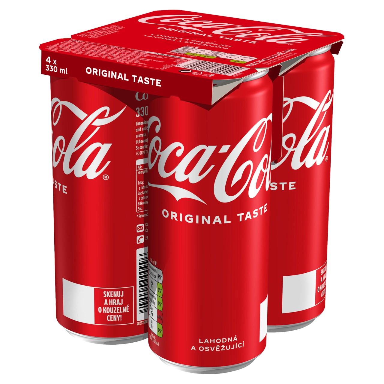 Coca-Cola 4x330ml plech - Kolové limonády, Limonády, Nealko, Nápoje, tabák