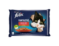 Felix Fantastic Kapsičky pro kočky kuře+rajče/hovězí+mrkev 4x85g