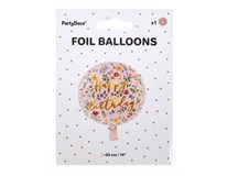 Balónek fóliový “Happy Birthday To You” růžový květinový 35 cm 1 ks