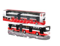 Autobus kloubový mluvící (hlas zastávek), zpětný chod, se světlem, 36cm červený plast 1 ks