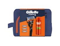 Gillette dárková sada (Fusion holící strojek + gel na hol. 200ml + náhradní hlav. + cestovní taška)