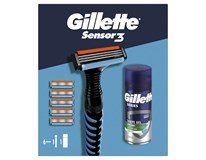 Gillette dárková sada (Sencor3 holící strojek + 6 náhradních hlavic + gel na hol. 75ml)