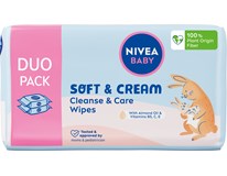 NIVEA Baby Soft & Cream Ubrousky čistící duo 2x 57 ks