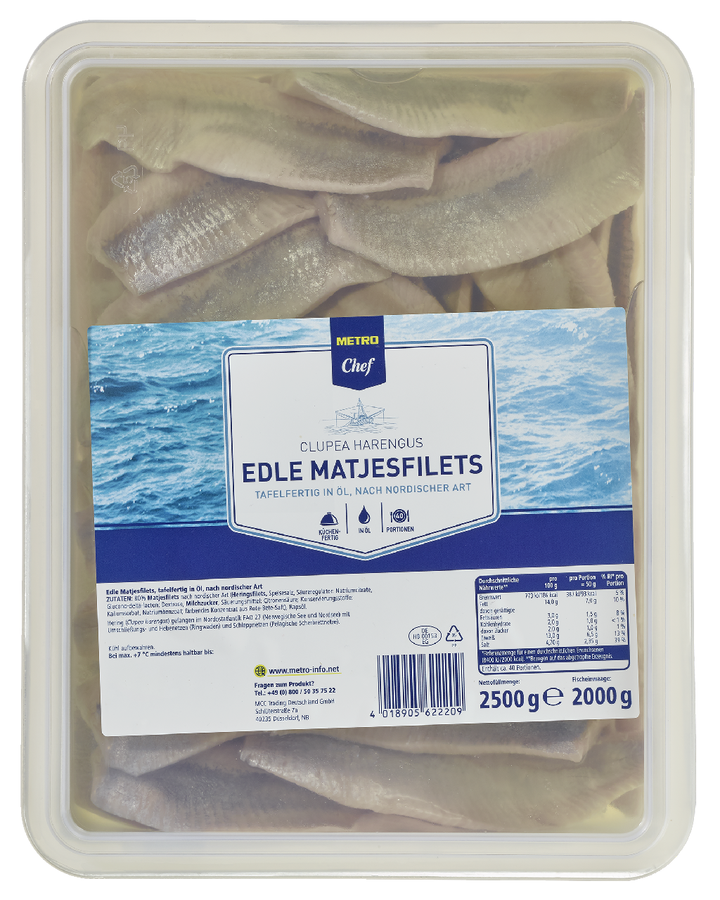 METRO Chef Matjesfilets nordische Art gekühlt - 2,5 kg Packung