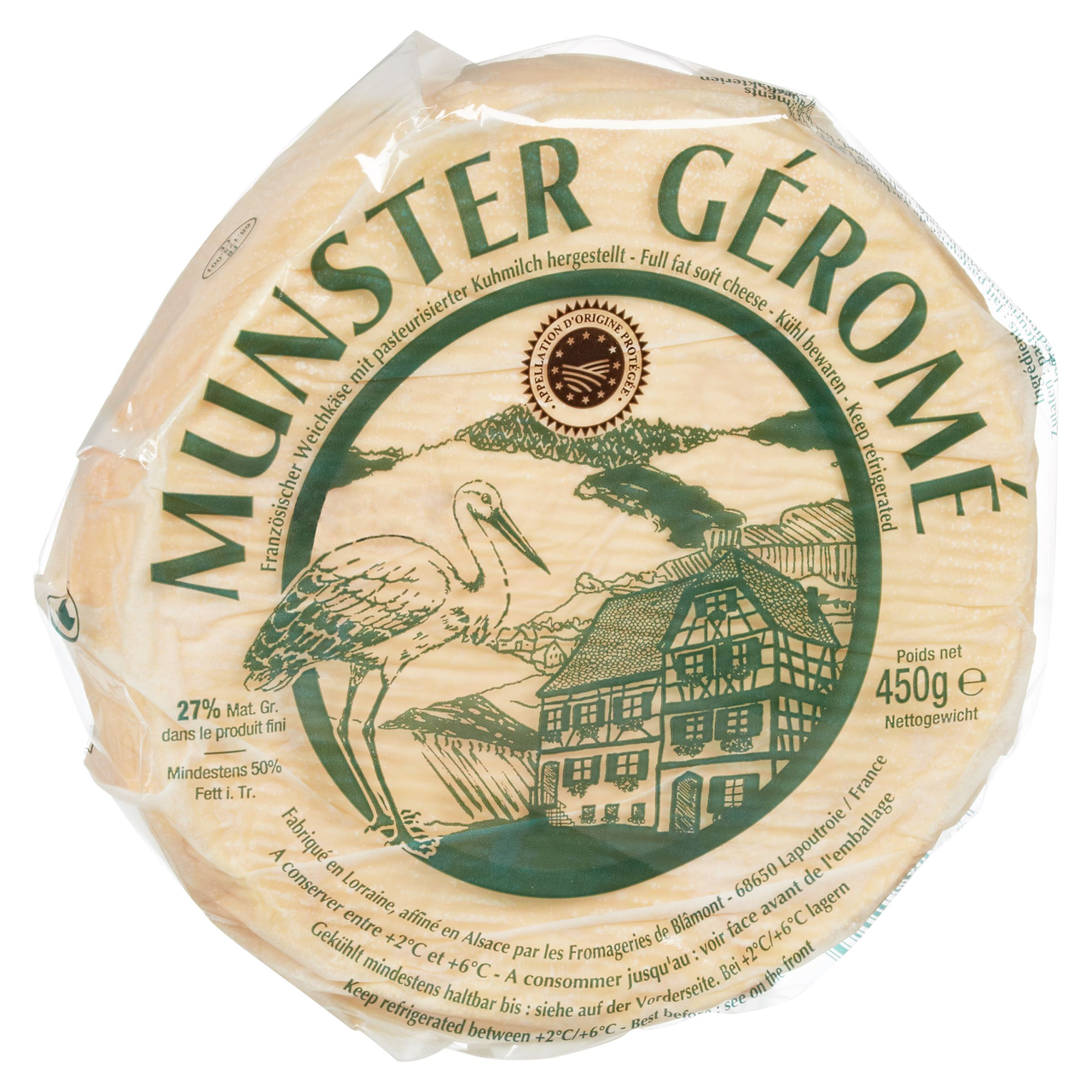 Munster Géromé Weichkäse französischer Weichkäse, 50 % Fett 450 g Packung