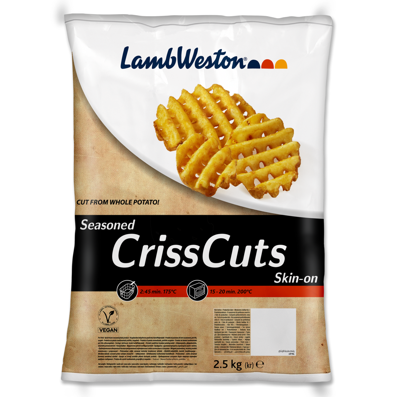 Lamb Weston Original Seasoned Criss cuts skin on tiefgefroren - 2,5 kg Beutel