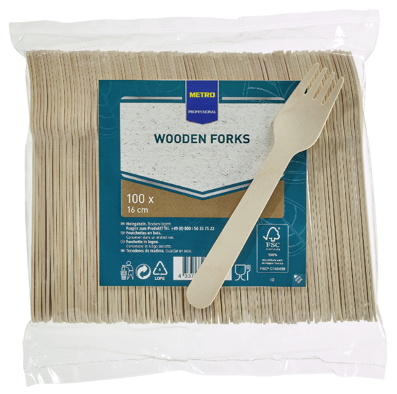 METRO PROFESSIONAL Holzgabeln 16,5 cm 100 Stück