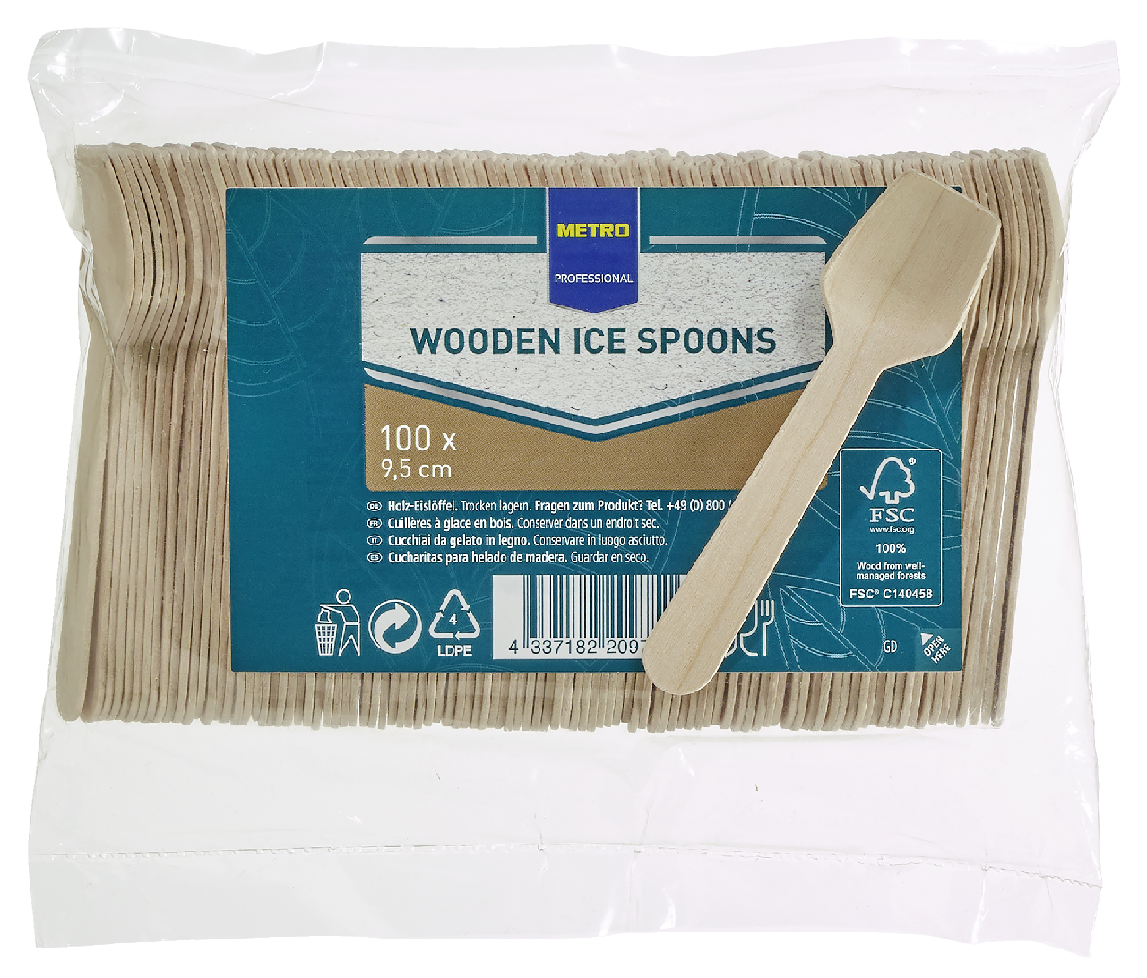 METRO PROFESSIONAL Holz Eislöffel 9,4 cm 100 Stück