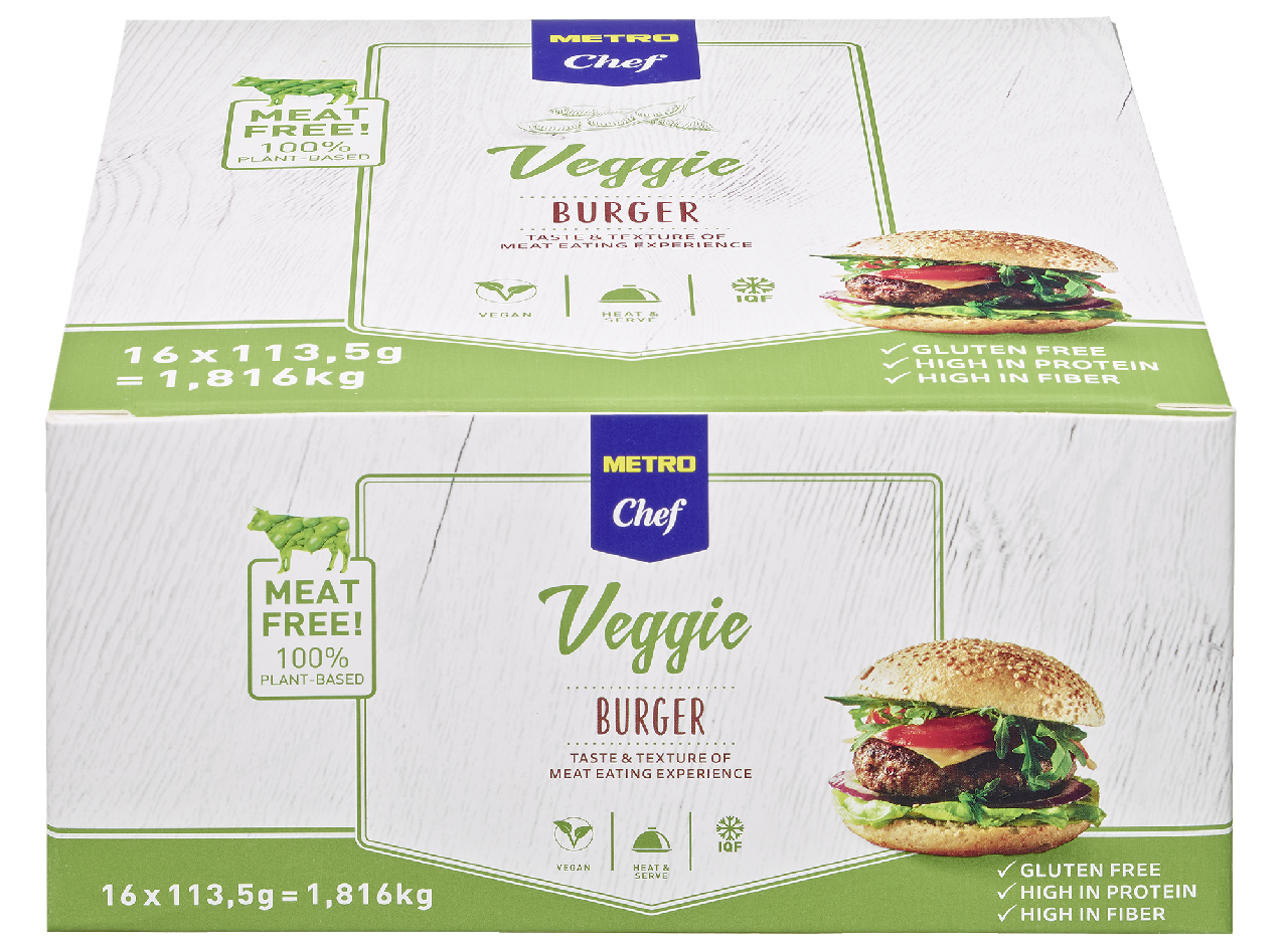 METRO Chef Vegane Burger tiefgefroren 16 Stück à  ca. 113 g - 1,82 kg Packung