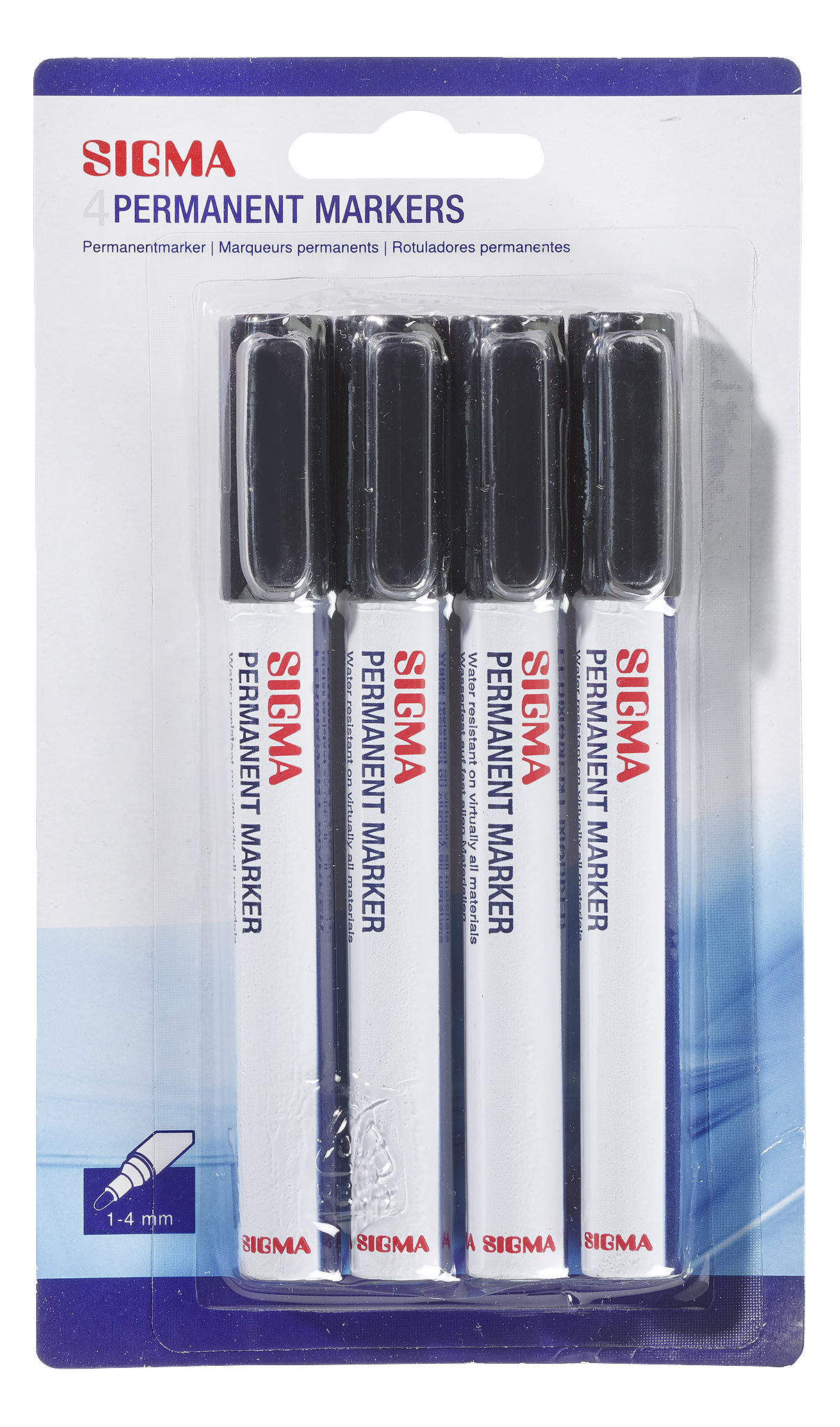 SIGMA Permanent Marker Schwarz - 4 Stück
