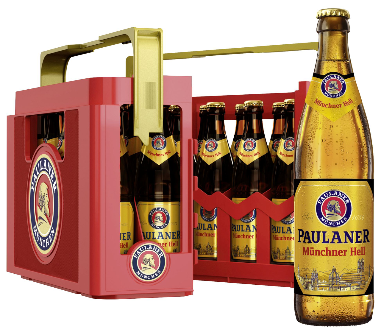 Paulaner Bier Münchner Hell 4,9 % vol. Glas - 20 x 0,50 l Flaschen